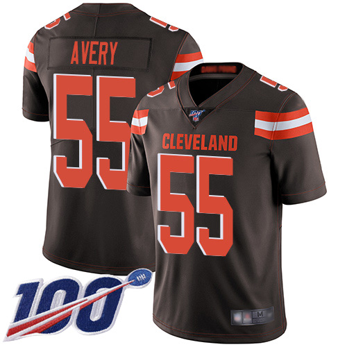 Cleveland Browns Genard Avery Men Brown Limited Jersey 55 NFL Football Home 100th Season Vapor Untouchable